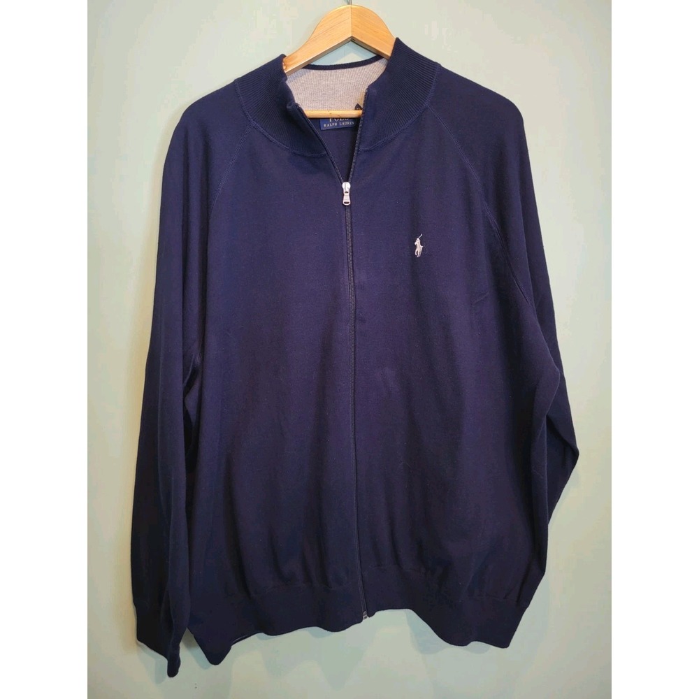 Polo Ralph Lauren Blue Full Zip Lightweight Cardigan Sweater Sz 4XB